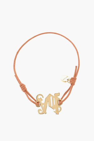 Cord Slider Bracelet with Gold Monogram