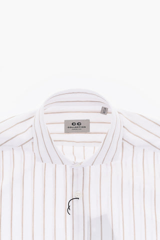 CC COLLECTION 스트라이프 셔츠 프렌치 칼라