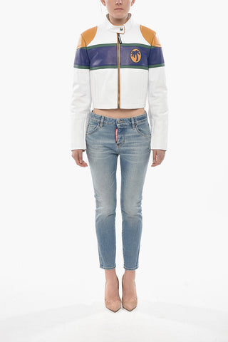 Cropped Leather Jacket CB CLASSIC With Contrast Details