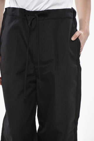 High-Waist Straight-Fit Pants with Drawstring