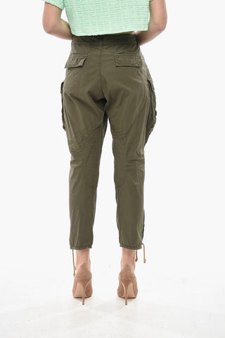 Stretch Cotton Cargo Pants with Lace-Up Detail