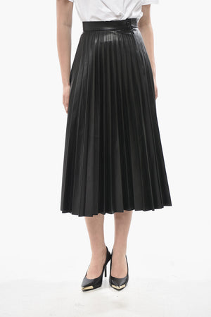 MM6 Eco-Leather Midi Plissé Skirt