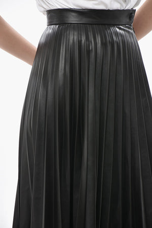 MM6 Eco-Leather Midi Plissé Skirt