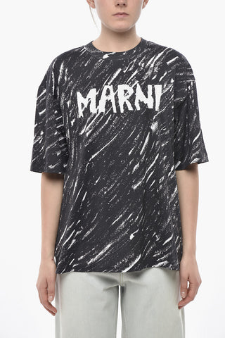 T-Shirt Aus Bedruckter Baumwolle Mit Bedrucktem Logo