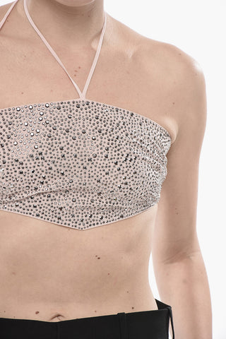 Bandeau Bikini Top with All-Over Crystals