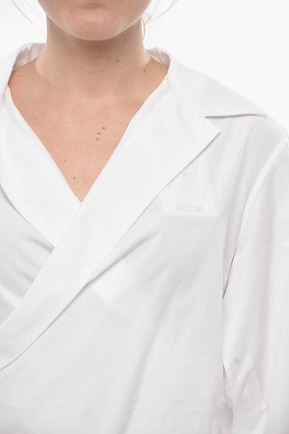 Popelinebluse mit Wickeldesign