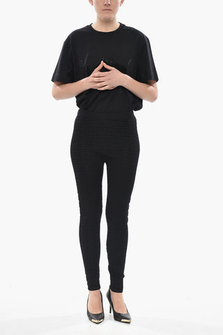 Crochet Fabric Leggings with Monogram Pattern