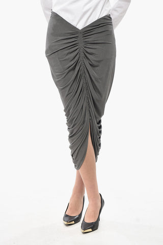 Drapierter Midirock aus Stretch-Viskose mit Kettendetail