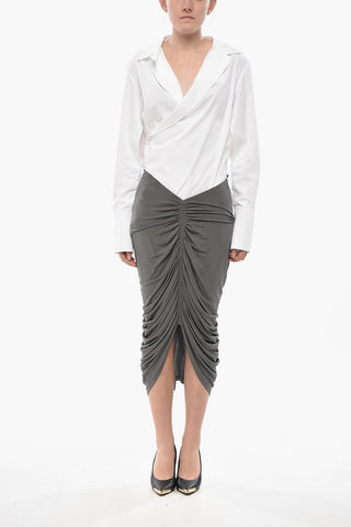 Drapierter Midirock aus Stretch-Viskose mit Kettendetail