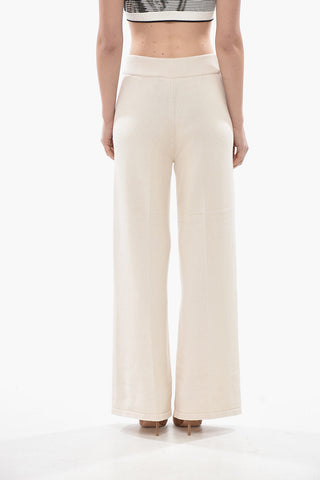 Pantaloni Palazzo PALM in Maglia con Logo in Jacquard