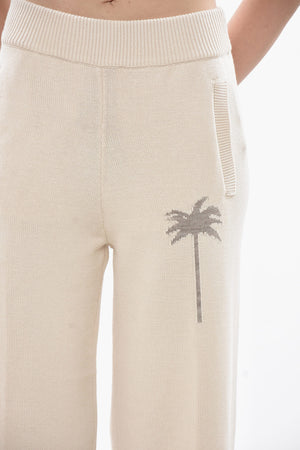 Pantaloni Palazzo PALM in Maglia con Logo in Jacquard