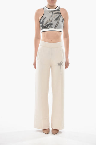 Pantaloni Palazzo PALM in Maglia con Logo in Jacquard