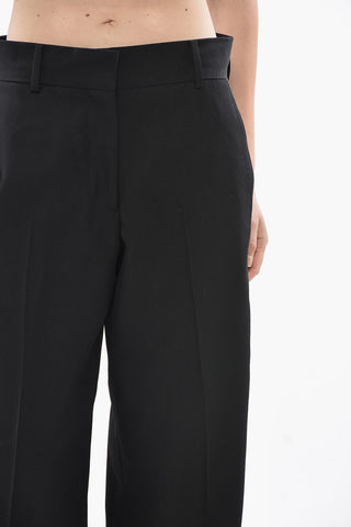 Palazzo-Hose aus Wollmischung LOGO TAPE mit gehäkelten Seitenstreifen