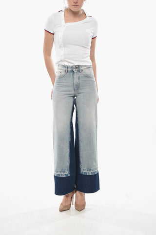 MM6 Bicolor-Jeans mit 29cm rohem Saum