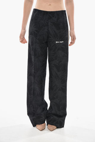 Pantaloni Track Loose Fit in Jacquard con Bande Laterali a Constrato
