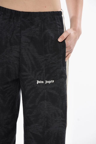 Pantaloni Track Loose Fit in Jacquard con Bande Laterali a Constrato