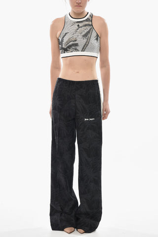 Pantaloni Track Loose Fit in Jacquard con Bande Laterali a Constrato