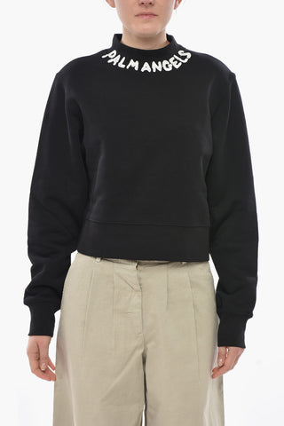 Cropped-Fit Crewneck Sweatshirt SEASONAL LOGO