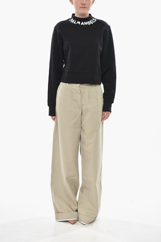 Cropped-Fit Crewneck Sweatshirt SEASONAL LOGO
