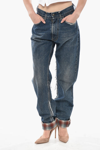 MM0 Jeans in dunkler Waschung PENDLETON mit gemusterten Aufschlägen 19cm
