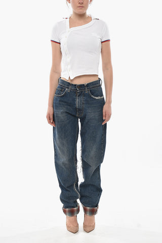 MM0 Jeans in dunkler Waschung PENDLETON mit gemusterten Aufschlägen 19cm