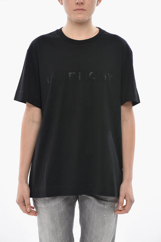 Oversized Cotton T-Shirt with Crystal Logo