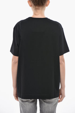 Oversized Cotton T-Shirt with Crystal Logo
