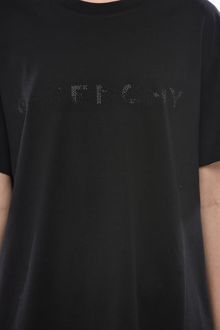 Oversized Cotton T-Shirt with Crystal Logo