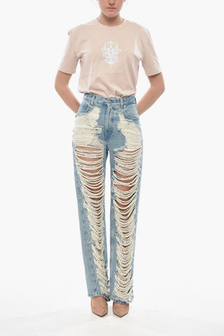 MM6 Slim-Fit-Jeans aus Distressed-Denim 22cm