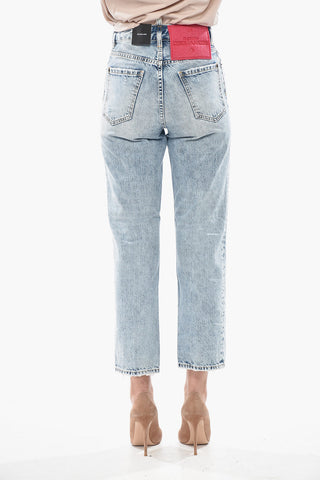 Destroyed-Jeans BOSTON mit geradem Bein und 18-cm-Print