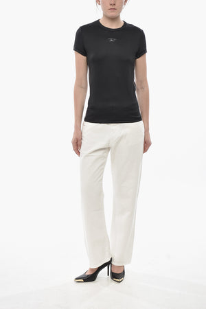 Crewneck T-Shirt T-OVALD-OUT Solid Color with Tone-on-Tone Monogram