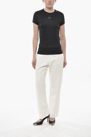 Crewneck T-Shirt T-OVALD-OUT Solid Color with Tone-on-Tone Monogram