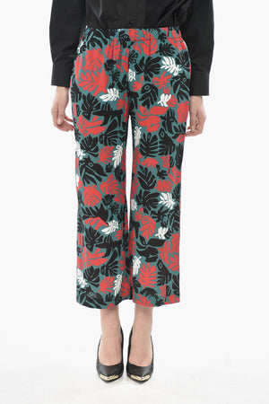 Cropped-Fit-Hose aus Viskose mit Blumenmuster