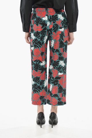 Floral Viscose Cropped Fit Trousers