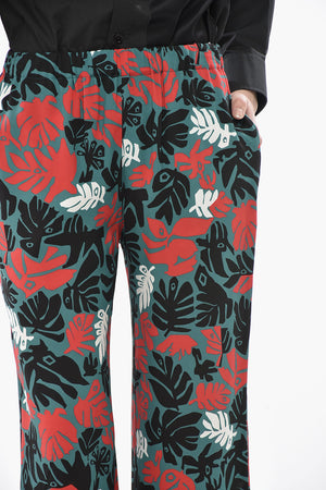 Cropped-Fit-Hose aus Viskose mit Blumenmuster
