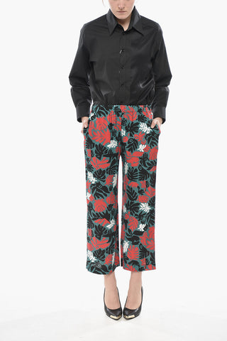 Floral Viscose Cropped Fit Trousers