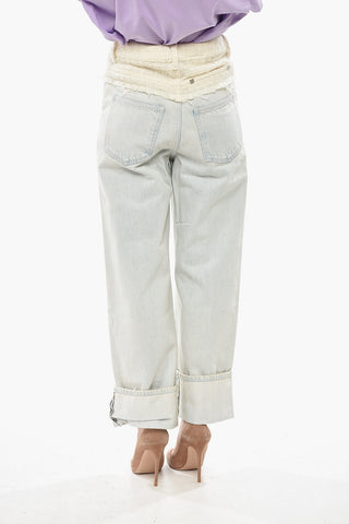 Cropped-Fit-Jeans Mit Umschlag Und Tweed-Detail 26cm