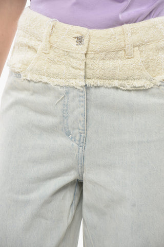 Cropped-Fit-Jeans Mit Umschlag Und Tweed-Detail 26cm