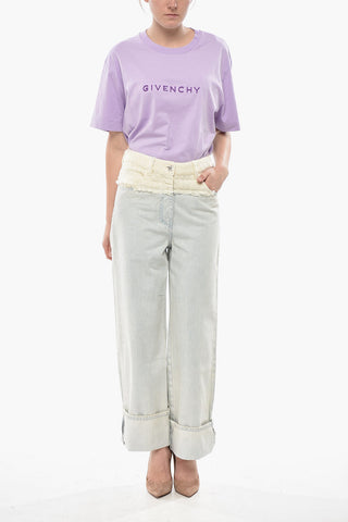 Cropped-Fit-Jeans Mit Umschlag Und Tweed-Detail 26cm