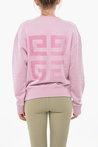 Felpa Girocollo in Cotone Garzato con Logo Frontale
