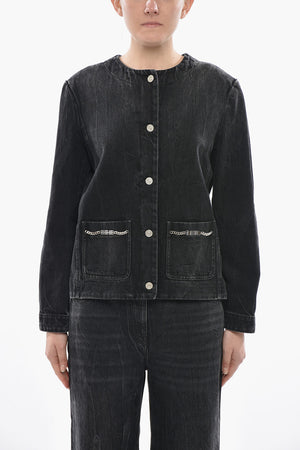 Stonewashed Denim Jacken Mit Logotaschen