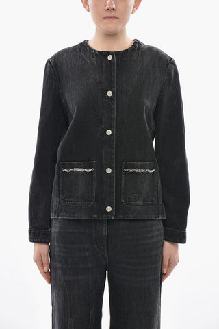 Stone-Washed Denim Jackets With Logo Pockets