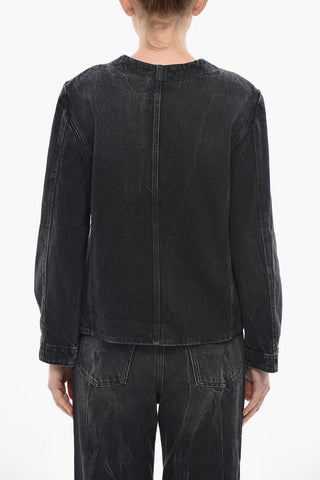 Stone-Washed Denim Jackets With Logo Pockets