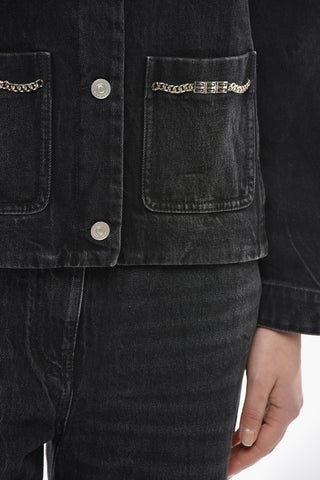 Stone-Washed Denim Jackets With Logo Pockets