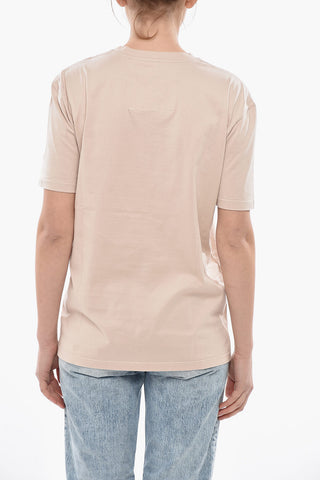 Baumwoll-T-Shirt mit Rundhalsausschnitt, Front Stmpa und Kristallen