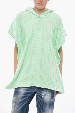 Terry Poncho-Fit Hoodie with Jacquard Monogram Pattern