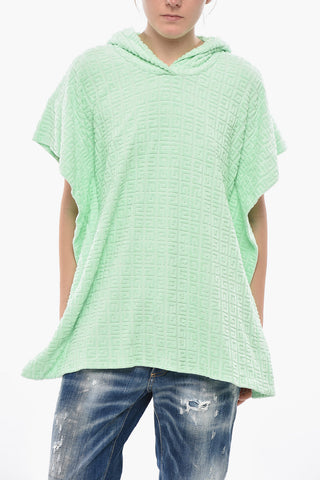 Terry Poncho-Fit Hoodie with Jacquard Monogram Pattern