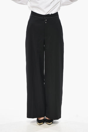 MM6 Wool-Blend Palazzo Trousers With Exposed Seams