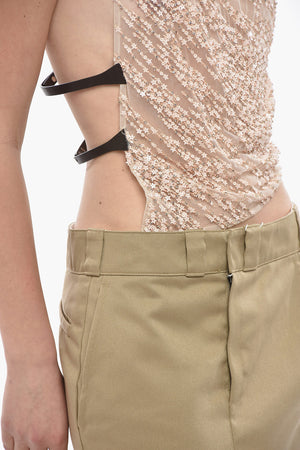 One-Shoulder Top Embellished with Sequins and Rhinestones