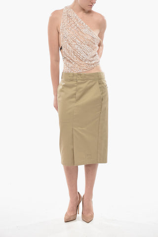 One-Shoulder Top Embellished with Sequins and Rhinestones
